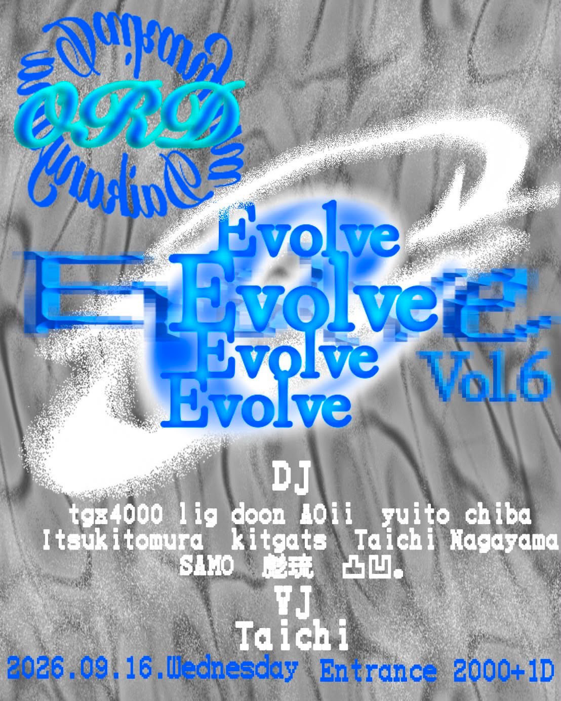 Flyer for evolve vol.6 at ORD Daikanyama